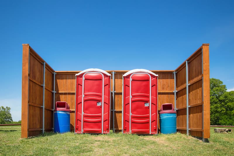 Short-term porta potty units staged for delivery in Elmira, New York