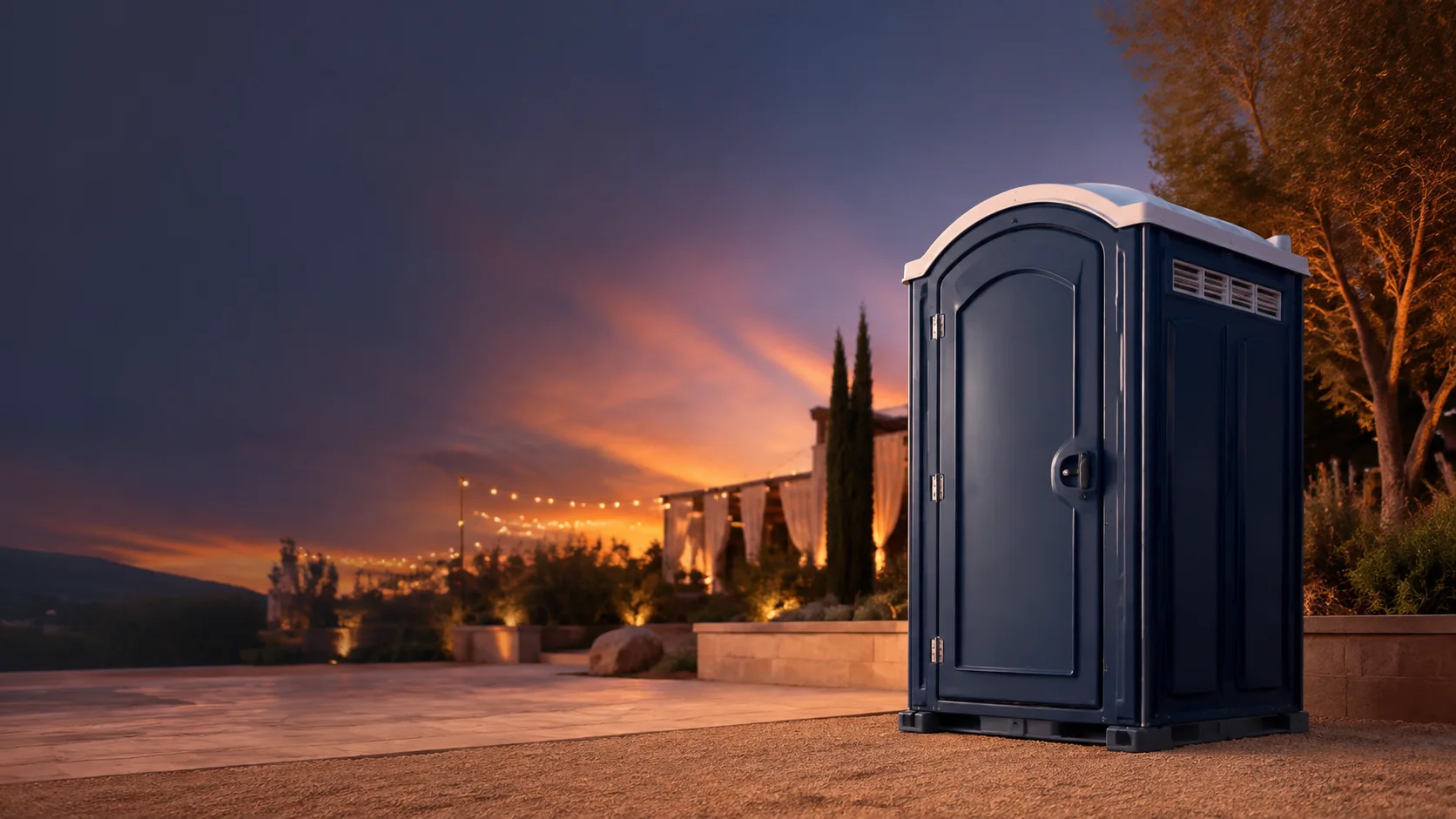 Portable restroom shown for rental planning in Elmira, NY